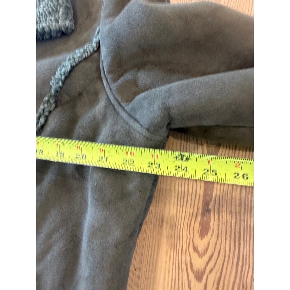 L.L. Bean Faux Shearling Coat Womens LP Large Petite Brown Olive Faux Suede Vtg - Picture 6 of 7